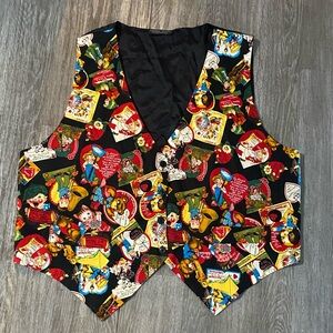 Vintage 80s Valentines Novelty print 40s Cats Dogs  Vest sz XL